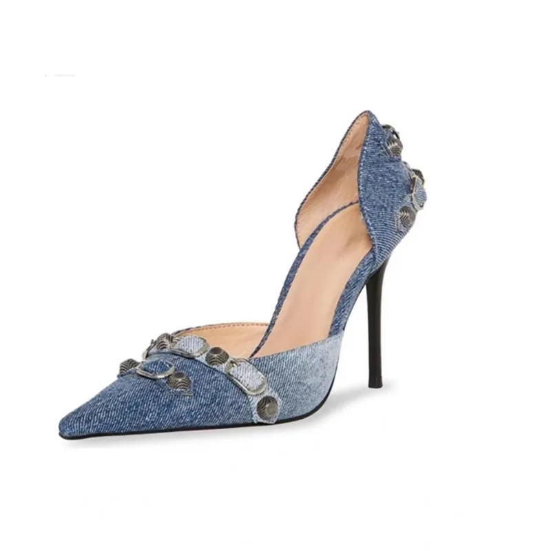 Black Punk Gothic High Heels Pumps for Women 2024 Spring Metal Decor Thin Heeled Shoes Woman Pointed Toe Silver Party Shoes
Black Punk Gothic High Heels Pumps for Women 2024 Spring Metal Decor Thin Heeled Shoes Woman Pointed Toe Silver Party Shoes