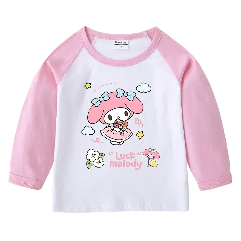 Sanrio Melody 2023 New Spring and Autumn Children's T-shirt Round Neck Cartoon Long Sleeve Tops Bottoming Cotton T-Shirt
Sanrio Melody 2023 New Spring and Autumn Children's T-shirt Round Neck Cartoon Long Sleeve Tops Bottoming Cotton T-Shirt