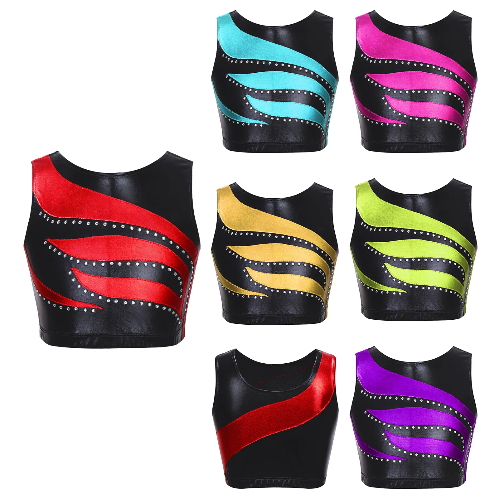 Kids Girls Sleeveless Shiny Rhinestone Decor Ballet Dance Tank Crop Top for Jazz Dance Yoga Gymnastics Workout Stage Performance
Kids Girls Sleeveless Shiny Rhinestone Decor Ballet Dance Tank Crop Top for Jazz Dance Yoga Gymnastics Workout Stage Performance