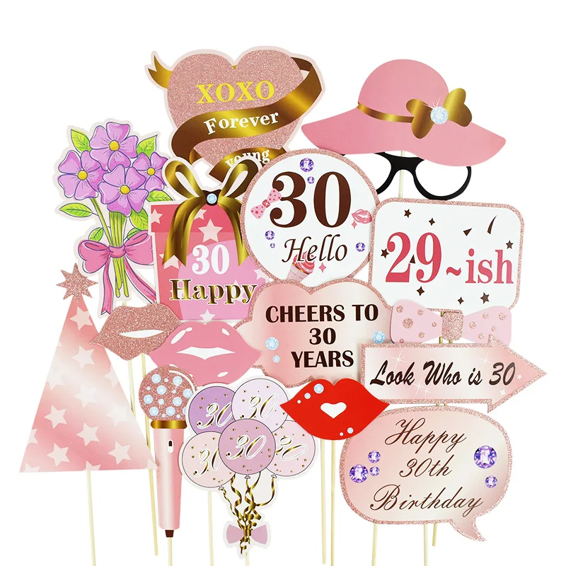 33pcs Birthday Photo Booth Props Funny Lips Glasses Rose Gold Photobooth Props Girls Women Happy Birthday Party Favor Decoration
33pcs Birthday Photo Booth Props Funny Lips Glasses Rose Gold Photobooth Props Girls Women Happy Birthday Party Favor Decoration