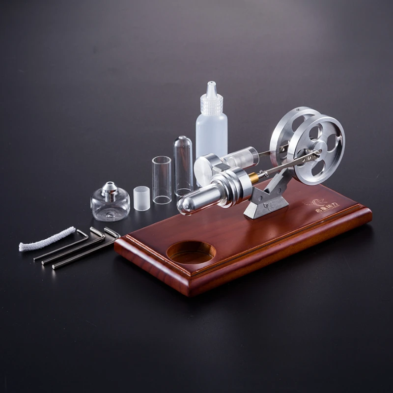 

Physical Science Experiment on Solid Wood Bottom Plate of Stirling Engine Model External Combustion Engine