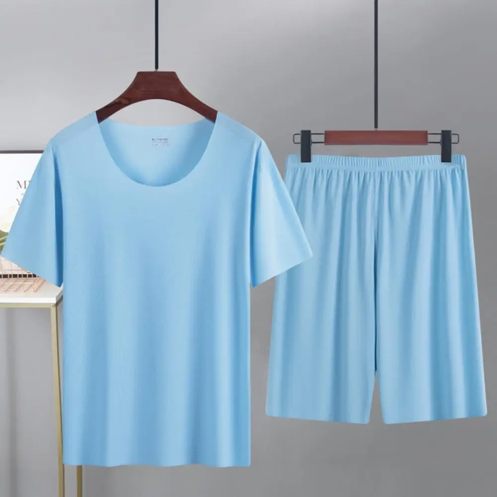 Soft Breathable Two Pieces Set Men Summer Pajamas Round Neck Elastic Waist Men T-shirt Shorts Set Men Garment
Soft Breathable Two Pieces Set Men Summer Pajamas Round Neck Elastic Waist Men T-shirt Shorts Set Men Garment