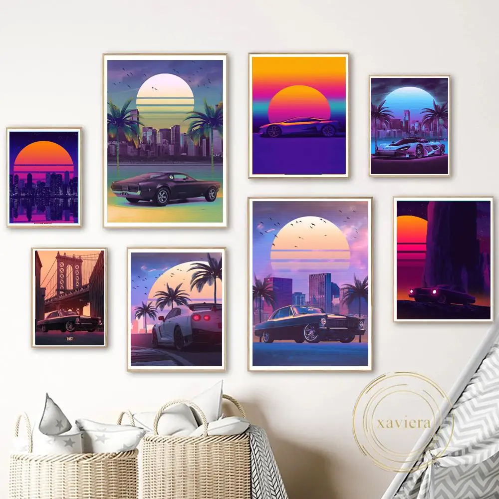 Retro 80S Vintage Car Posters and Prints Nordic Abstract City Night View Moon Palm Tree Canvas Painting Home Decor Living Room
Retro 80S Vintage Car Posters and Prints Nordic Abstract City Night View Moon Palm Tree Canvas Painting Home Decor Living Room