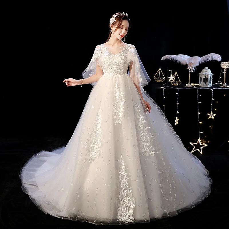 Sweet O-neck Wedding Dresses Elegant Lace Applique Robe De Mariee 2023 New Long Sequin Tulle Abiti Da Sposa Custom Made
Sweet O-neck Wedding Dresses Elegant Lace Applique Robe De Mariee 2023 New Long Sequin Tulle Abiti Da Sposa Custom Made