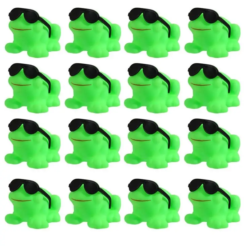 Rubber Frog Toys 16pcs Small Green Frog Toys Sunglasses Design Floating Sound Swim Tub Toy Bathing Fun Animal For Swimming Pool
Rubber Frog Toys 16pcs Small Green Frog Toys Sunglasses Design Floating Sound Swim Tub Toy Bathing Fun Animal For Swimming Pool