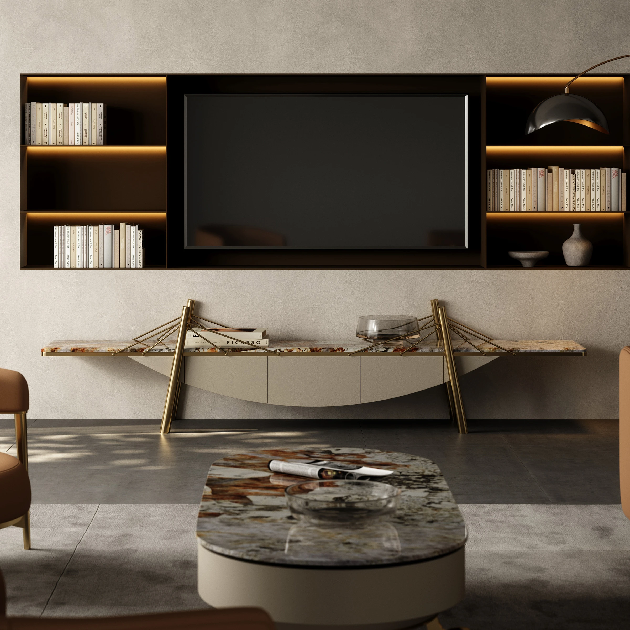 Natural Marble TV Cabinet Light Luxury High-End Living Room Original Modern Home Floor Cabinet
Natural Marble TV Cabinet Light Luxury High-End Living Room Original Modern Home Floor Cabinet