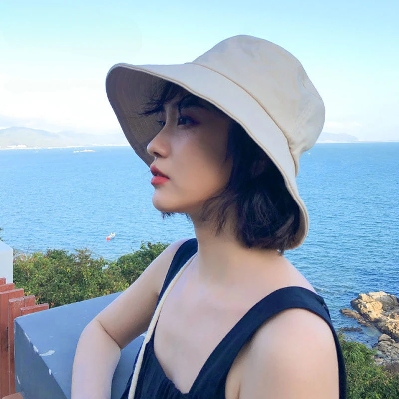 

Solid Color Women Bucket Hat Summer Foldable Sunscreen Panama Fisherman Hat Female Outdoor Sun Prevent Hat Travel Beach Cap