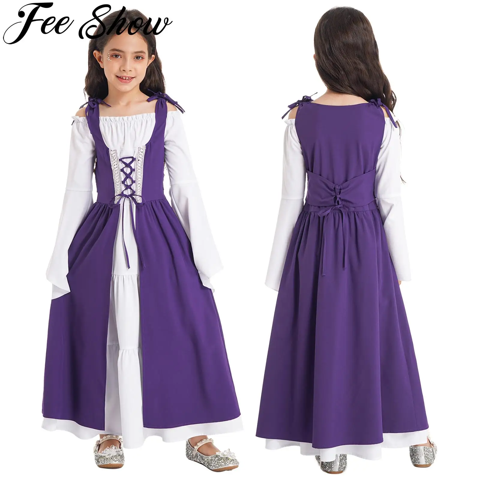 Kids Grils Renaissance Princess Cosplay Dresses Medieval Irish Over Dress and Chemise Boho Set Gothic High Waist Gown Dress
Kids Grils Renaissance Princess Cosplay Dresses Medieval Irish Over Dress and Chemise Boho Set Gothic High Waist Gown Dress