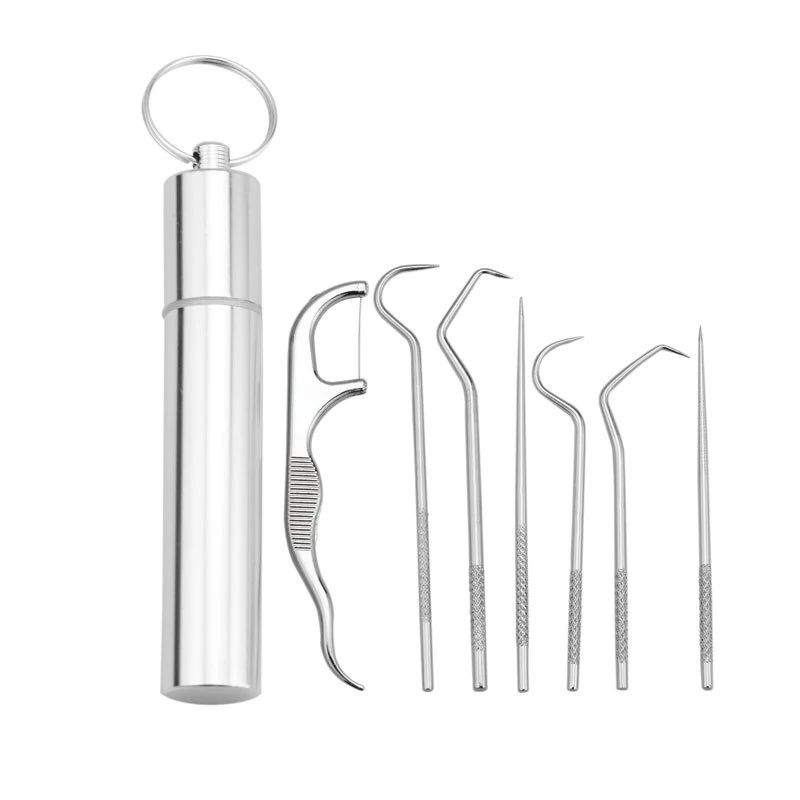 8Pcs Portable Stainless Steel Metal Toothpick Bag Set Reusable Environmental Protection With Holders For Outdoor Picnic Camp
8Pcs Portable Stainless Steel Metal Toothpick Bag Set Reusable Environmental Protection With Holders For Outdoor Picnic Camp