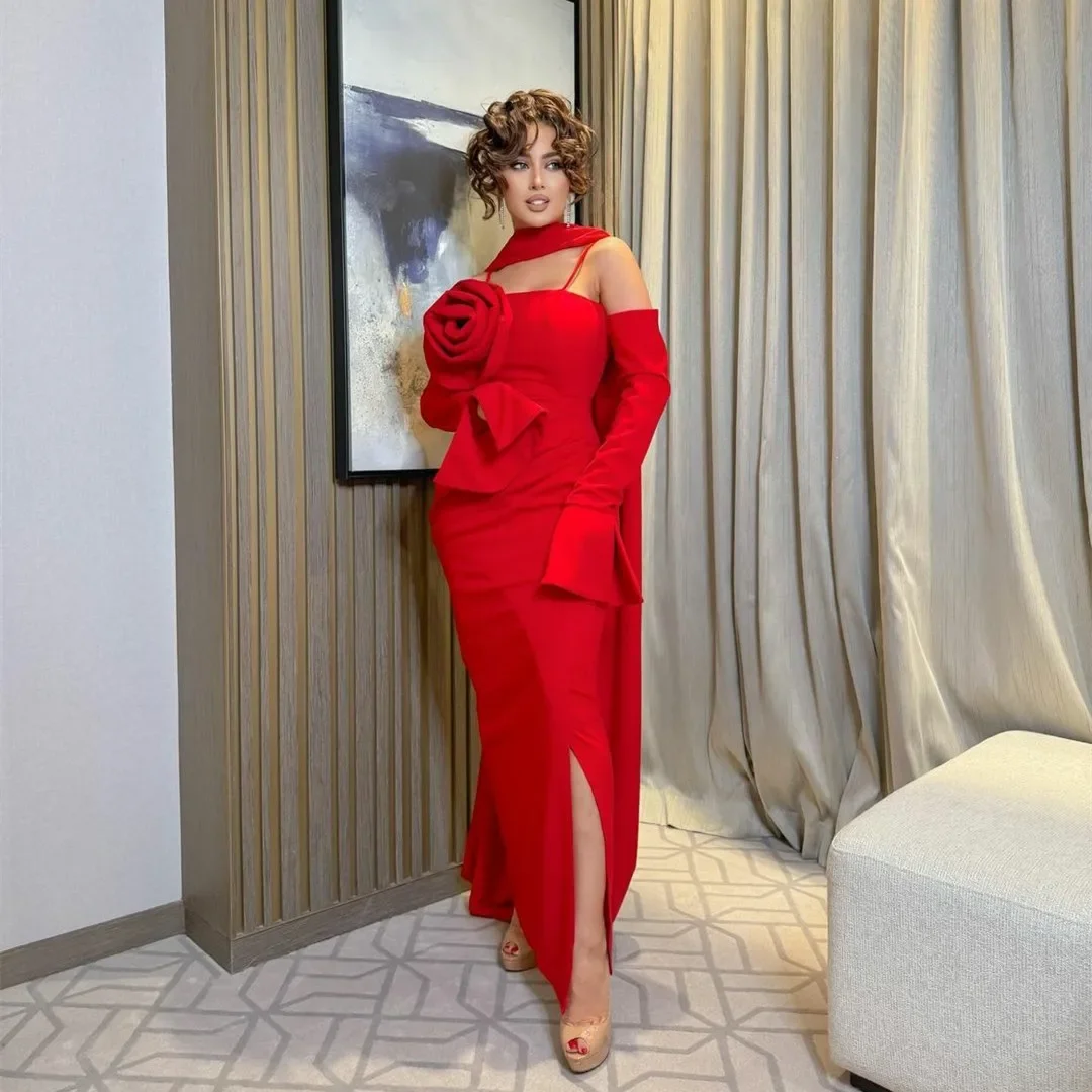 Elegant Long Red Crepe Party Gowns Evening Dresses With Slit Hand Made Flower Mermaid فساتين السهرة Watteau Train Prom Dress
Elegant Long Red Crepe Party Gowns Evening Dresses With Slit Hand Made Flower Mermaid فساتين السهرة Watteau Train Prom Dress