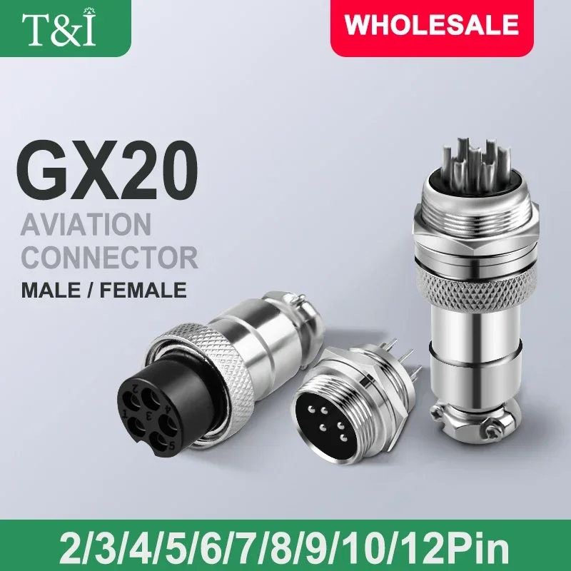 10Pcs GX20 Male And Female Aviation Plug Socket Connector GX20-2/3/4/5/6/7/8/9/10/12 PIN Cable Aviation Plug Connector Rear Nut
10Pcs GX20 Male And Female Aviation Plug Socket Connector GX20-2/3/4/5/6/7/8/9/10/12 PIN Cable Aviation Plug Connector Rear Nut