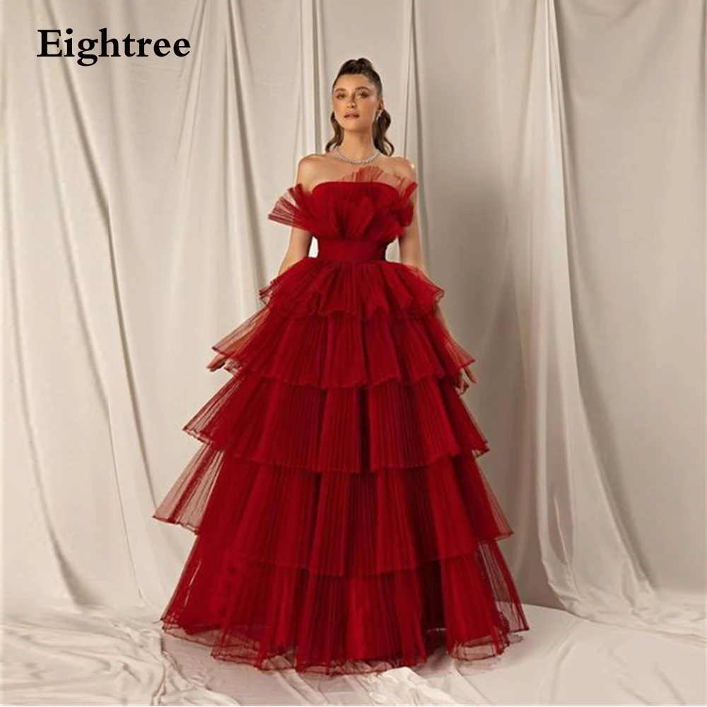Eightree Burgundy A-line Evening Dresses Strapless Tiered Tulle Dubai Arabic Women Formal Prom Gowns Robes De Soirée Party Dress
Eightree Burgundy A-line Evening Dresses Strapless Tiered Tulle Dubai Arabic Women Formal Prom Gowns Robes De Soirée Party Dress