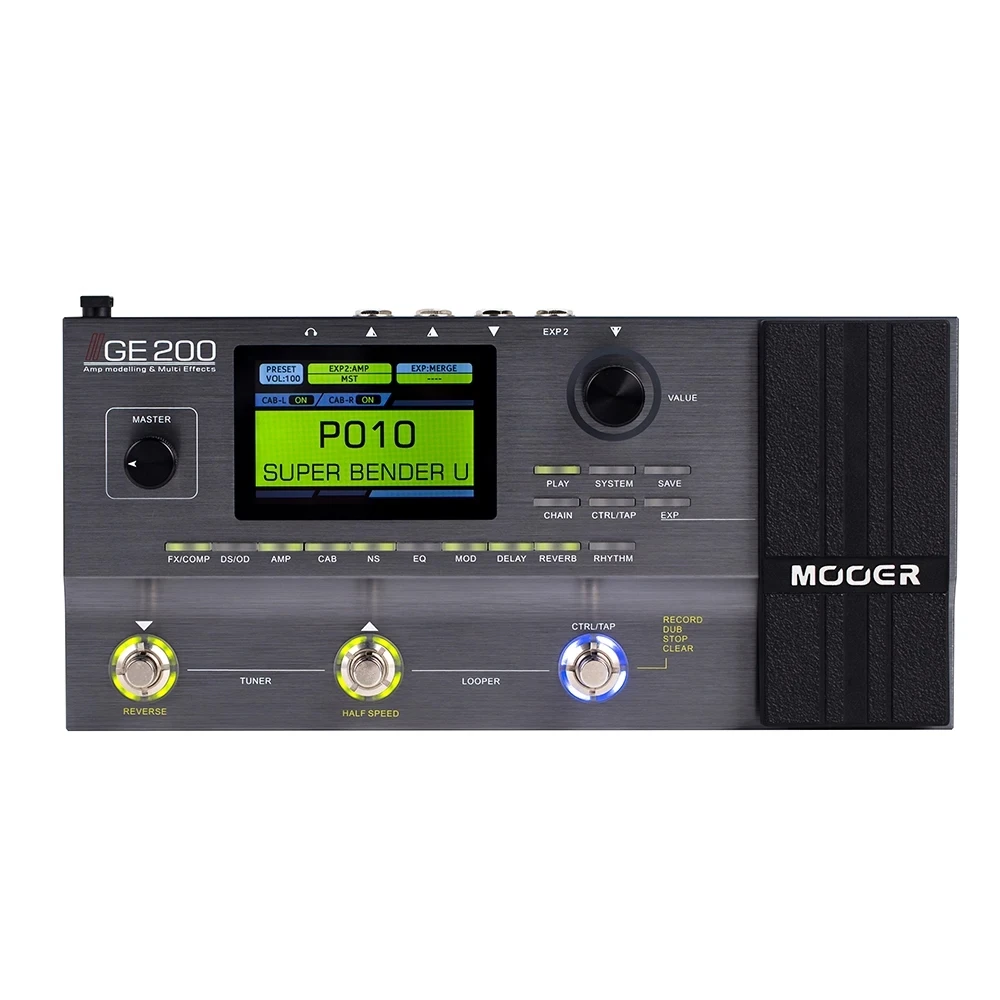MOOER GE200 Amp Педальный процессор для моделирования с несколькими эффектами, цифровая педаль для гитарных эффектов, 55 ампер, модели 9, Модули эффектов, 52s Looper
MOOER GE200 Amp Педальный процессор для моделирования с несколькими эффектами, цифровая педаль для гитарных эффектов, 55 ампер, модели 9, Модули эффектов, 52s Looper