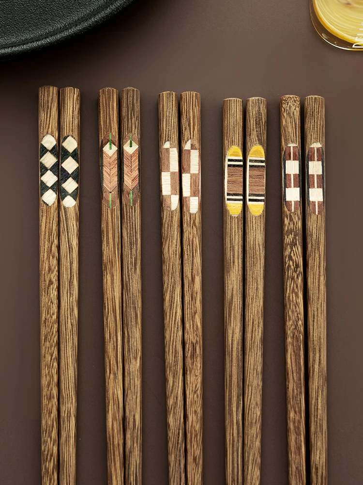 

Бытовые палочки венге, набор из 5 пар палочек из массива дерева в японском стиле, деревянная посуда, многоразовые палочки для еды