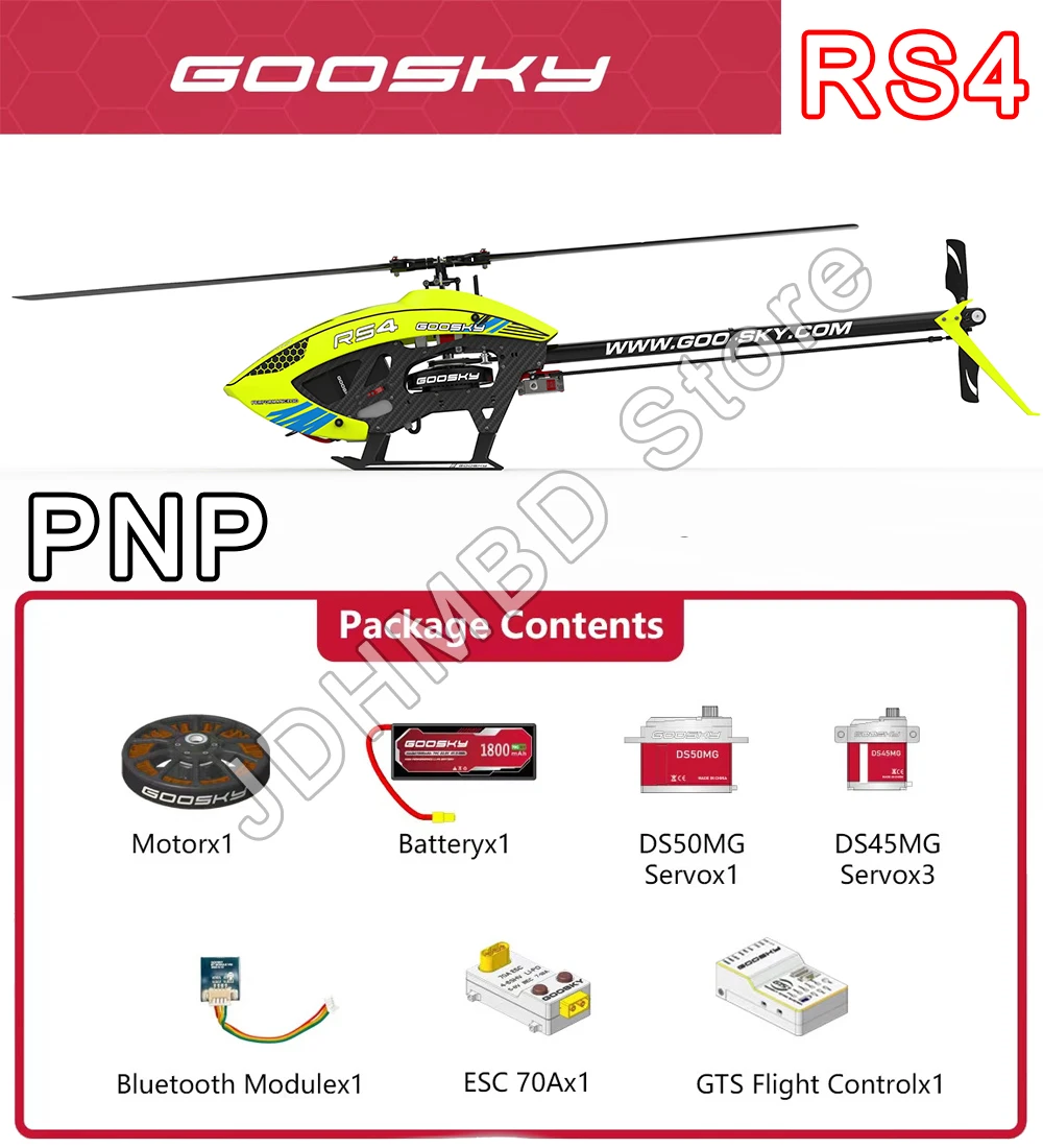 

In Stock GooSky RS4 Legend 6CH 3D Direct Drive Brushless Motor 380 Class Flybarless RC Helicopter Kit/PNP Version