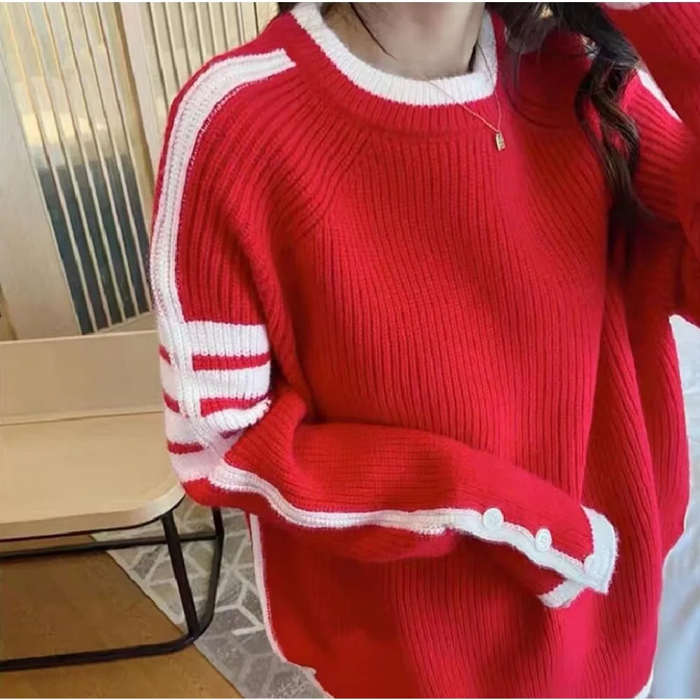 Contrast striped pullover sweater women's Korean version of the new slim long-sleeved knit top trendy
Contrast striped pullover sweater women's Korean version of the new slim long-sleeved knit top trendy