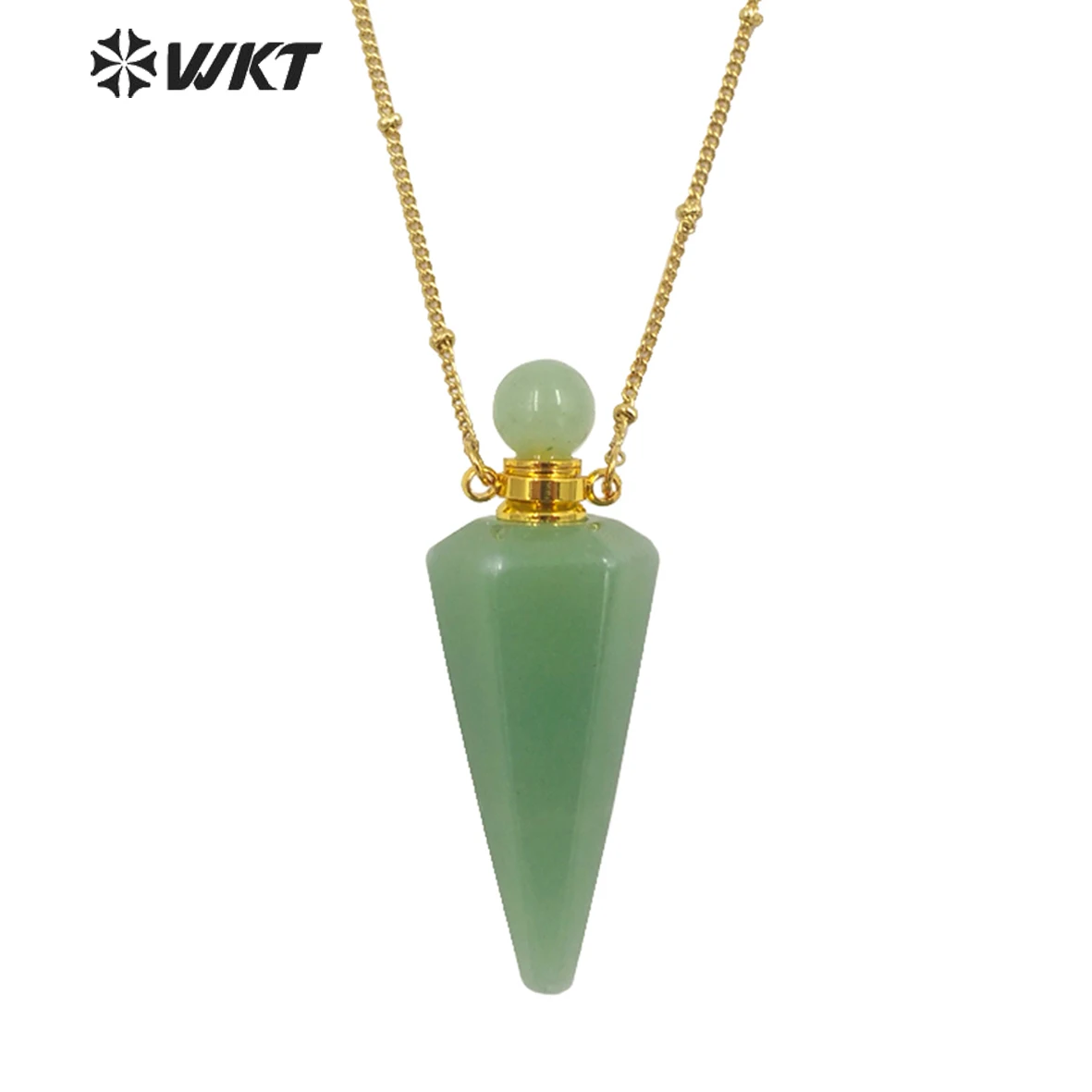 

WT-N1407 Amazing Big Long Bullet Shape Natural Gemstone Made Perfume Bottle Necklace Women Essencial Oil Bottle Decorated