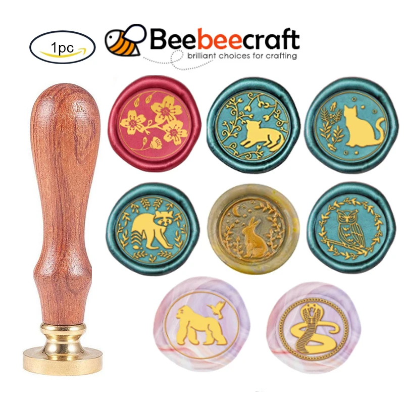 

1PC Wax Seal Stamp Cherry Blossom 25mm Sealing Wax Stamp Flower Retro Wood Stamp Wax Seal Removable Brass Head Wooden Handle