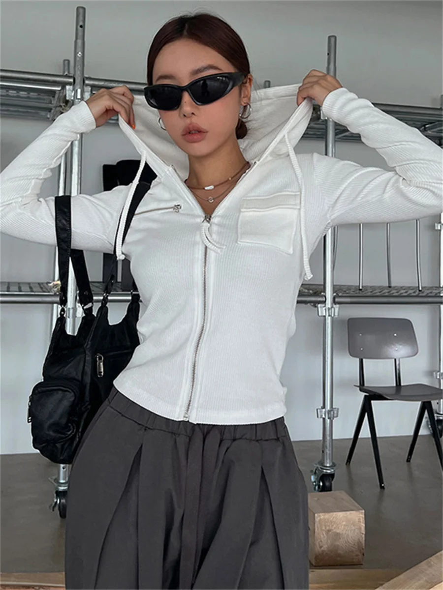 Autumn Casual White Hoodies Sweatshirts Simple Style Long Sleeve Zip Up Slim Fit Outerwear Women Fall Spring Streetwear
Autumn Casual White Hoodies Sweatshirts Simple Style Long Sleeve Zip Up Slim Fit Outerwear Women Fall Spring Streetwear