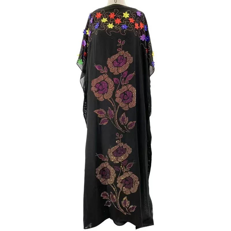 

2022 New Summer Hot-selling Hot Brick Three-dimensional Embroidery Large Swing Robe Loose African Women's Ethnic Style Dress