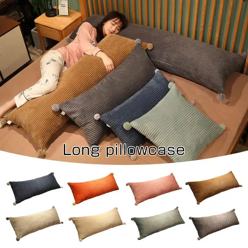 

60/85/120/150cm Long Pillow Case Solid Color Soft Comfortable Double Lover Sleeping Pillow Cover Velvet Long Body Pillowcase