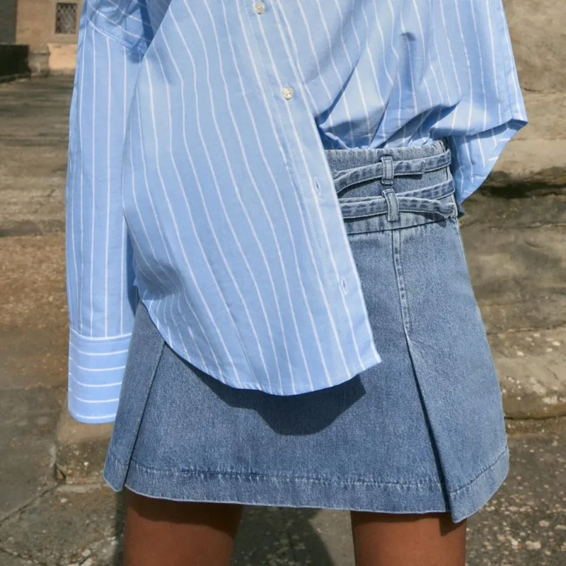 Pleated Denim Skirts For Women 2024 New Spring Summer Chic Simple Lace-up A-line Mini Skirt Lady Streetwear Fashion Short Faldas
Pleated Denim Skirts For Women 2024 New Spring Summer Chic Simple Lace-up A-line Mini Skirt Lady Streetwear Fashion Short Faldas