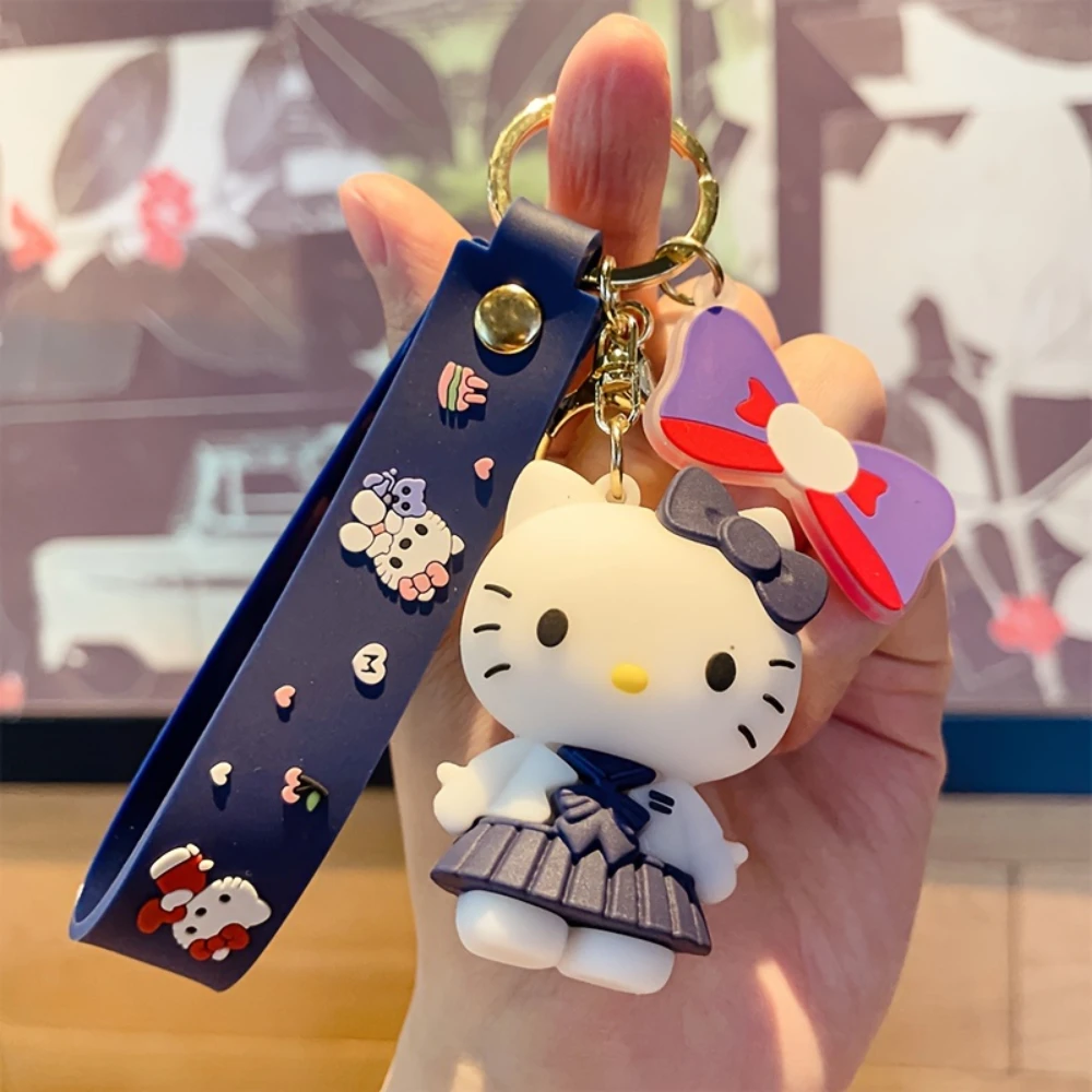 

Sanrio Keychain Cute Kawaii Cartoon Kuromi Hello Kitty Cinnamoroll Car Key Ring Pendant Schoolbag Decoration Gifts for Friends