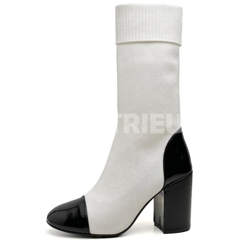 Female Long Boots Spring Autumn New Unique Sock Tube Design Mixed Colors Round Head High Heel Shoes Fashion Versatile Long Boots
Female Long Boots Spring Autumn New Unique Sock Tube Design Mixed Colors Round Head High Heel Shoes Fashion Versatile Long Boots