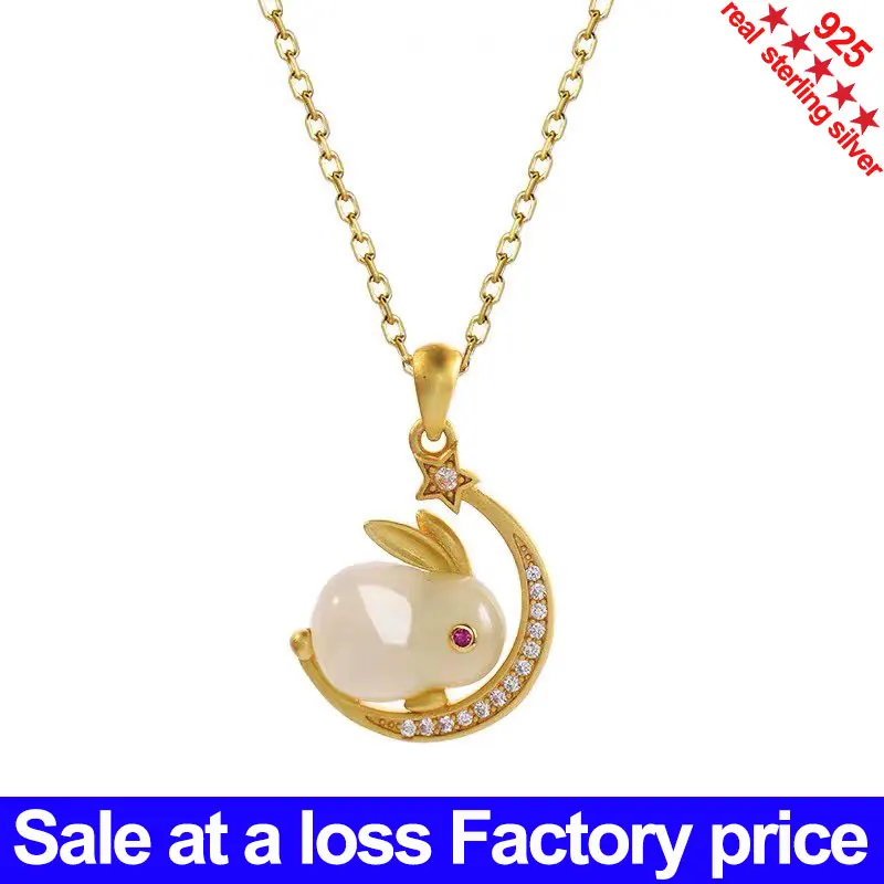 Gift necklace S925 silver set diamond jade lucky rabbit pendant natural Hotan Jade leisure lovely lady beautiful preciou SK21664
Gift necklace S925 silver set diamond jade lucky rabbit pendant natural Hotan Jade leisure lovely lady beautiful preciou SK21664