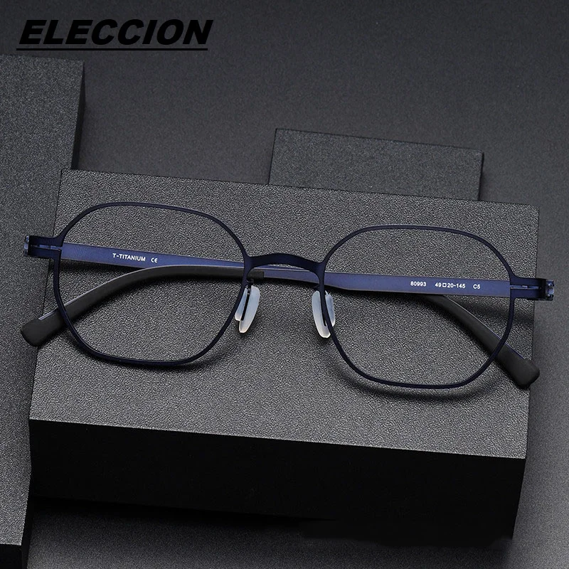 

ELECCION Polygon Glasses Frame Women New Ultralight Titanium Screwless Eyewear Optical Myopia Prescription Eyeglass Frame Men