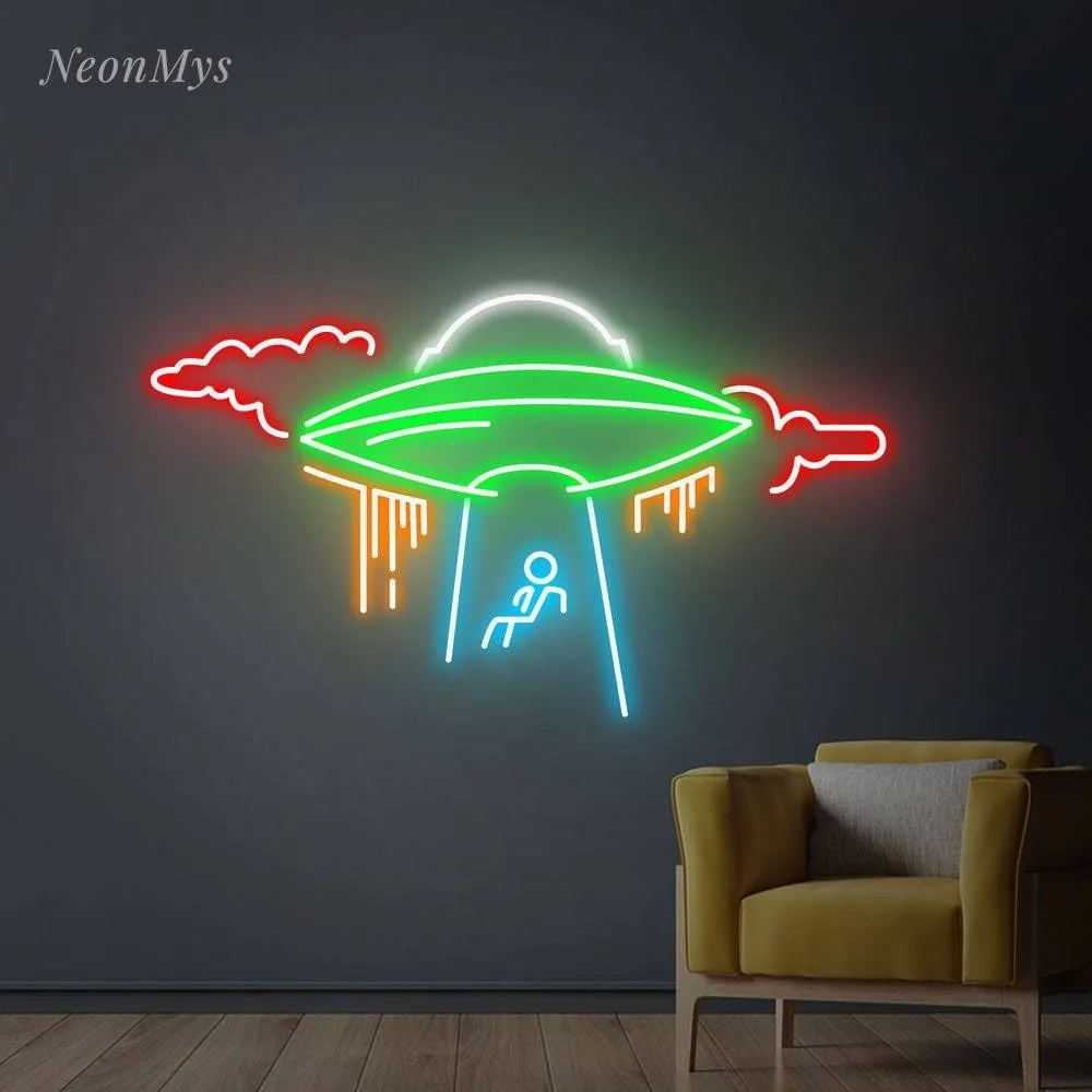 

UFO Night Lamp Sign Cloud Flying Saucer LED Luminous Neon Lights Gaming Bar Light Bedroom Room Decor Aesthetic Customizable Neon