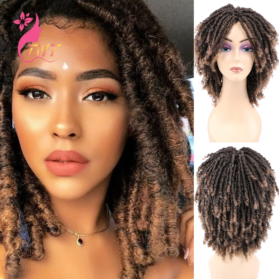 Generic Wig C Blonde Short Afro Curly Braided Wigs Black Green Purple