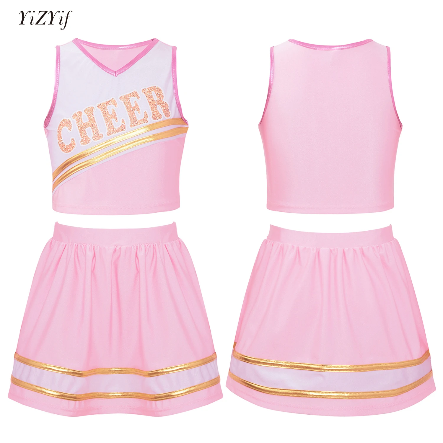 Kids Girls Cheerleader Uniform Costume School Girls Cheerleading Dance Dress Sleeveless Letter Print Tank Crop Tops+Skirt Sets
Kids Girls Cheerleader Uniform Costume School Girls Cheerleading Dance Dress Sleeveless Letter Print Tank Crop Tops+Skirt Sets