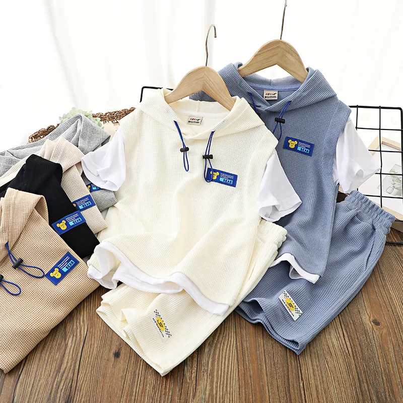 2023 Summer Kids Boy Girls Clothes Patchwork Shorts Sleeve T-Shirt Shorts 2Pcs Sets Hoodies Top Pants Suit Children Tracksuits
2023 Summer Kids Boy Girls Clothes Patchwork Shorts Sleeve T-Shirt Shorts 2Pcs Sets Hoodies Top Pants Suit Children Tracksuits