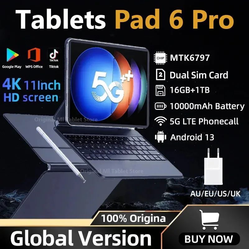 2024 Original Pad 6 Pro Global Version Tablet Android 13 16GB 512GB 1TB Snapdragon 888 Tablets PC 5G Dual WIFI HD 4K PAD 6 Pro
2024 Original Pad 6 Pro Global Version Tablet Android 13 16GB 512GB 1TB Snapdragon 888 Tablets PC 5G Dual WIFI HD 4K PAD 6 Pro