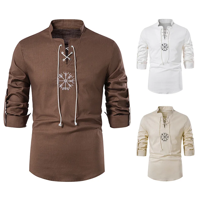 Knight Cosplay Medieval Costume Tunic Men Adult Viking Embroidery Pure Cotton Breathable Long Sleeve Shirt
Knight Cosplay Medieval Costume Tunic Men Adult Viking Embroidery Pure Cotton Breathable Long Sleeve Shirt