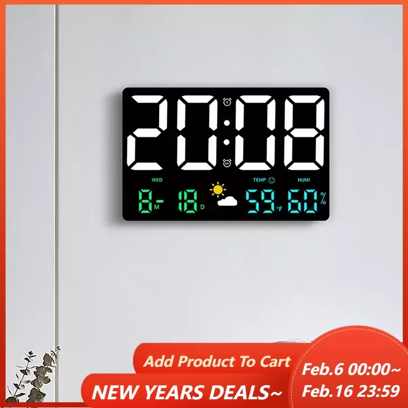 Large Screen Colored Weather Clock Temperature Humidity Multifunctional Display Smart Barometric Sensing Wall Clock Home Decor
Large Screen Colored Weather Clock Temperature Humidity Multifunctional Display Smart Barometric Sensing Wall Clock Home Decor