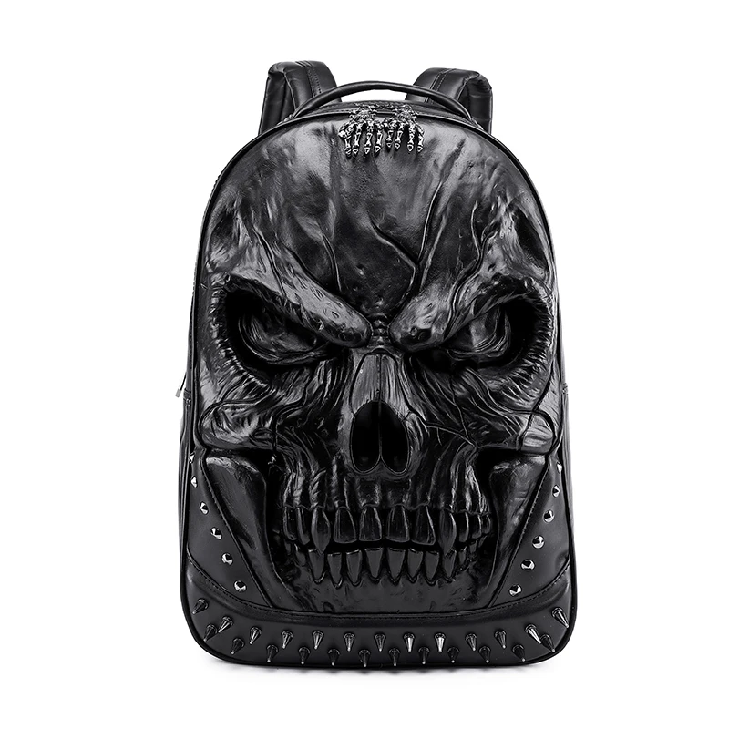 

3D Embossed Skull Backpack Bags for Men Unique Originality Man Bag Rivet Personality Cool Rock Laptop Schoolbag For Teenagers