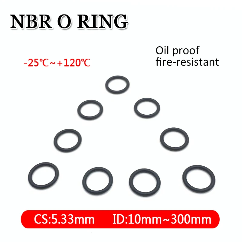 

1pcs NBR O Ring Seal Gasket CS 5.33mm ID 380~658mm Automobile Nitrile Rubber Round Shape Washer Corrosion Resist Sealing Gaskets