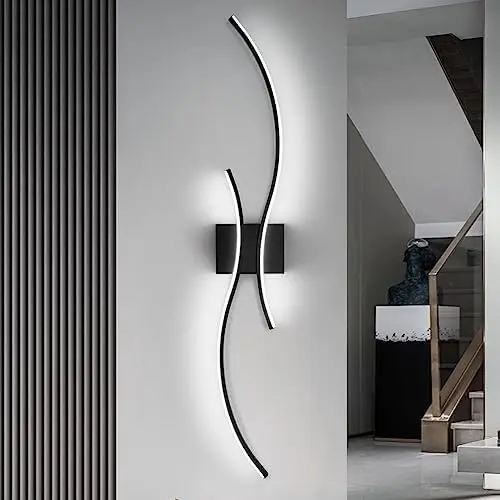 

Modern Led Light, 39inch Black Indoor Led Sconce Lighting, Bathroom Vanity Light Fixtures Over Mirror for Living Room Hallway