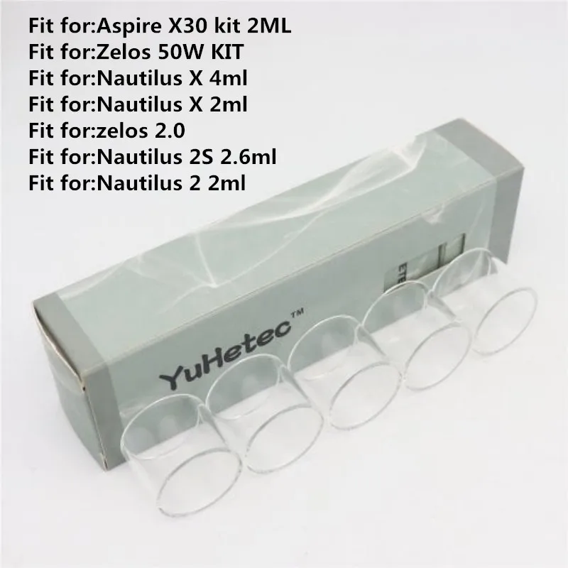 

5PCS YUHETEC Glass Tube for Aspire Nautilus 2S 2.6ml/Zelos 2.0/ Nautilus 2 2ml/Nautilus X 2ml/X30/Zelos 50W KIT Mini Tank