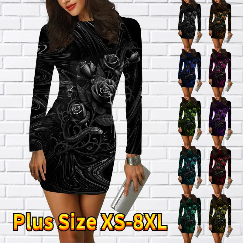 2023 Vintage Dress Sexy Party Skirt Fall Women's Crew Neck Long Sleeve Skirt Elegant Slim Dress Winter 3D Printed Tight Skirt
2023 Vintage Dress Sexy Party Skirt Fall Women's Crew Neck Long Sleeve Skirt Elegant Slim Dress Winter 3D Printed Tight Skirt