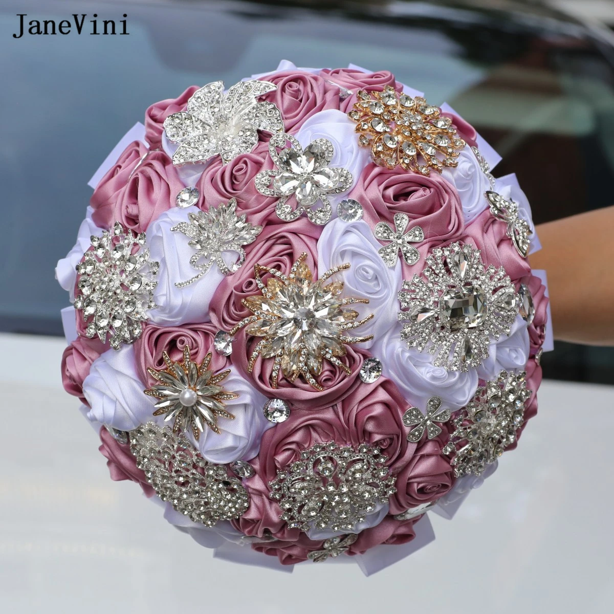 JaneVini New Stunning Wedding Flowers Bridal Bouquets Luxury Diamond Crystal Artificial Satin Roses Europe Bride Wedding Bouquet
JaneVini New Stunning Wedding Flowers Bridal Bouquets Luxury Diamond Crystal Artificial Satin Roses Europe Bride Wedding Bouquet