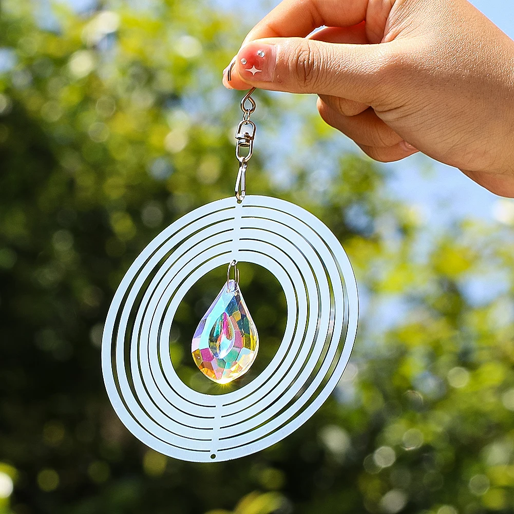 Stainless Steel Wind Spinner 3D Whirligigs Hanging Crystal Suncatcher Prism Pendant with Swivel Hook Garden Decor Bird Deterrent
Stainless Steel Wind Spinner 3D Whirligigs Hanging Crystal Suncatcher Prism Pendant with Swivel Hook Garden Decor Bird Deterrent