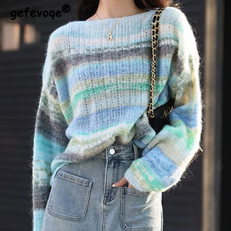 Women Autumn Winter Trendy Striped Chic Soft Knitted Sweater Y2K Casual Streetwear O Neck Long Sleeve Pullover Tops Loose Jumper
Women Autumn Winter Trendy Striped Chic Soft Knitted Sweater Y2K Casual Streetwear O Neck Long Sleeve Pullover Tops Loose Jumper