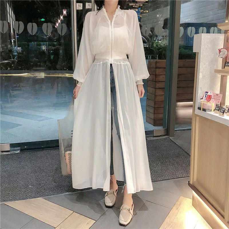 Gidyq Women Chiffon Sun Protection Shirts Summer Casual Female Mid Length Long Sleeve Tops Korean All Match Mesh Loose Coat New
Gidyq Women Chiffon Sun Protection Shirts Summer Casual Female Mid Length Long Sleeve Tops Korean All Match Mesh Loose Coat New