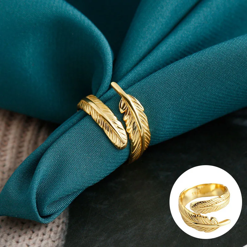 100% 925 Sterling Silver Gold Feather Rings for Women Girl Fashion Simple Design Adjustable Jewelry Birthday Gift Dropshipping
100% 925 Sterling Silver Gold Feather Rings for Women Girl Fashion Simple Design Adjustable Jewelry Birthday Gift Dropshipping