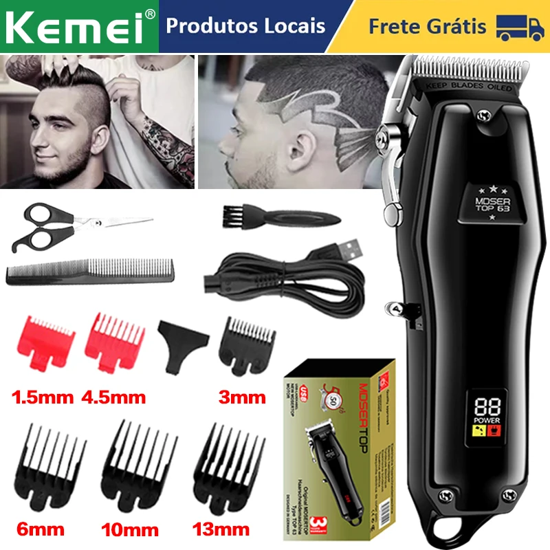 

Kemei Hair Trimmer Electric Hair Cutting Machine Professional Hair Clipper for Men LCD Display USB Rechargeable Cordless Barber