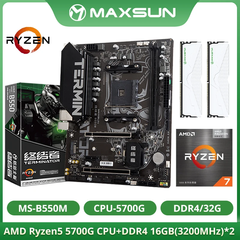MAXSUN AMD B550M с процессором Ryzen 7 5700G ОЗУ DDR4 32 Гб (16 Гб * 2) 3200 МГц M.2 NVME AMD комплект материнской платы для игрового компьютера
MAXSUN AMD B550M с процессором Ryzen 7 5700G ОЗУ DDR4 32 Гб (16 Гб * 2) 3200 МГц M.2 NVME AMD комплект материнской платы для игрового компьютера