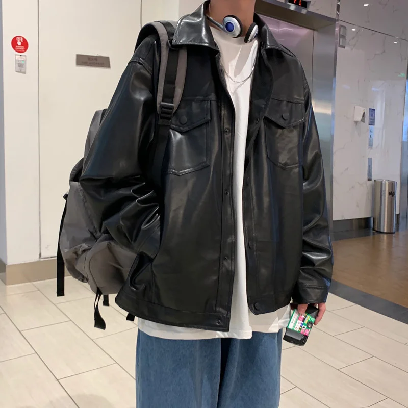 Black Faux Leather Jacket Men Autumn Mens Hip Hop Jacket PU Leather Male Oversize Streetwear Korean Trend Jackets Coats
Black Faux Leather Jacket Men Autumn Mens Hip Hop Jacket PU Leather Male Oversize Streetwear Korean Trend Jackets Coats